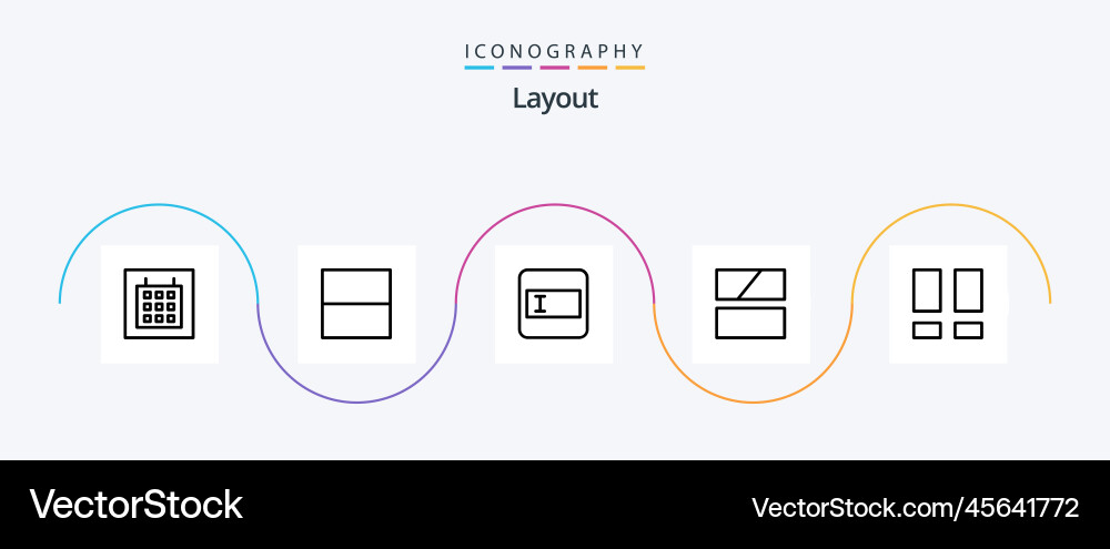 Layout line 5 icon pack including text vector image