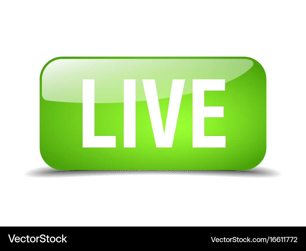 Live green square 3d realistic isolated web button vector image