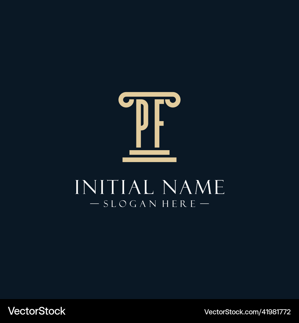 Pf initial monogram logos with pillar shapes style Vector Image