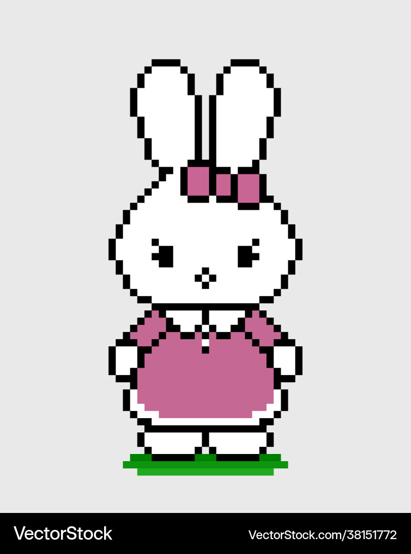 Pixel rabbit image for cross stitch pattern vector image