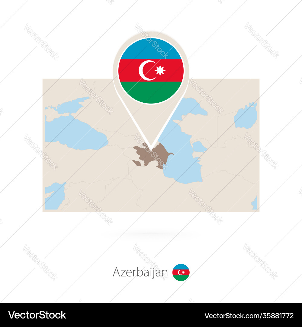 Rectangular map azerbaijan with pin icon vector image