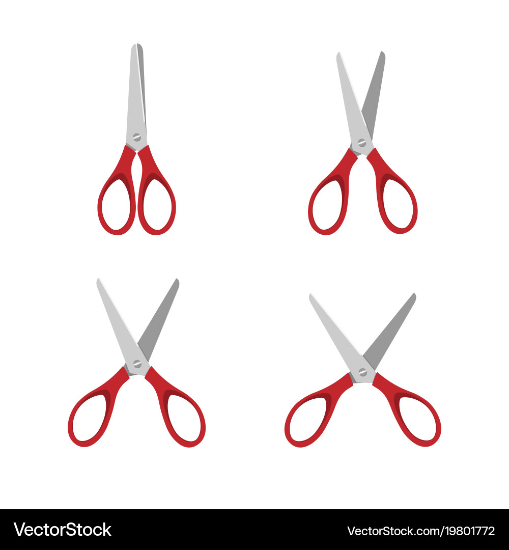 Red scissors set on a white background vector image