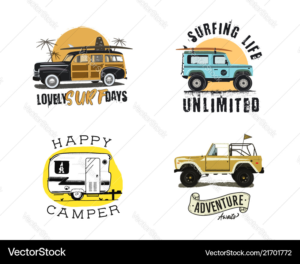 Retro Surf & Beach Emblems vector image