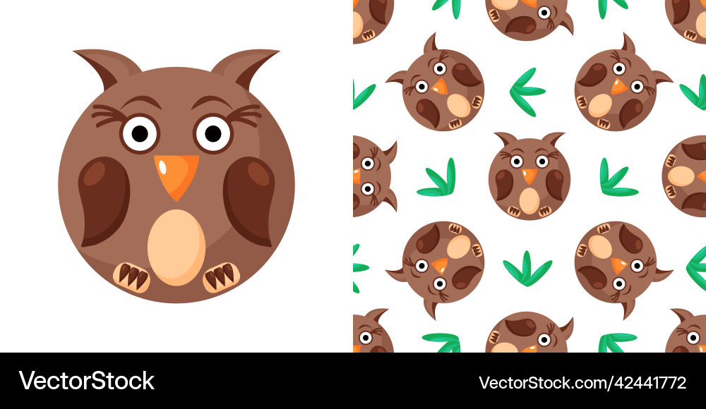 Seamless pattern of owl round Seamless pattern of owl round vector image