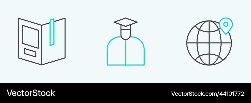 Set line location on the globe open book Set line location on the globe open book vector image