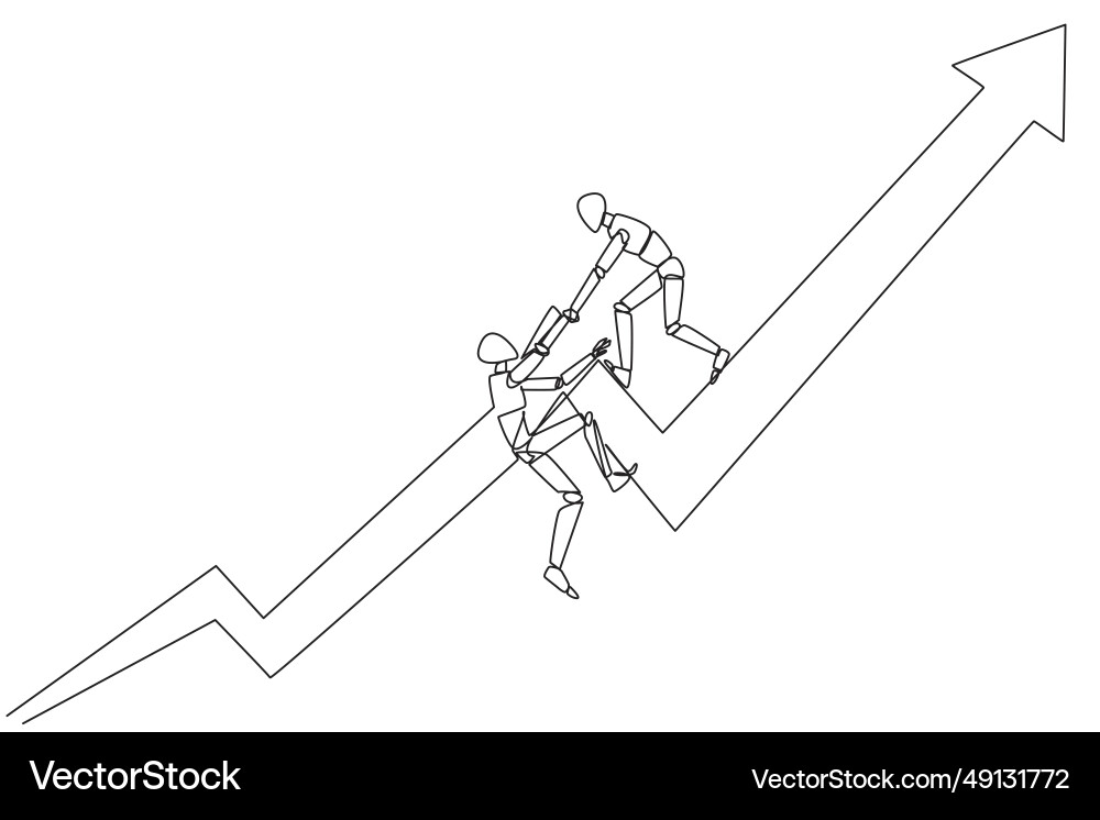 Single continuous line drawing smart robotic Single continuous line drawing smart robotic Vector Image