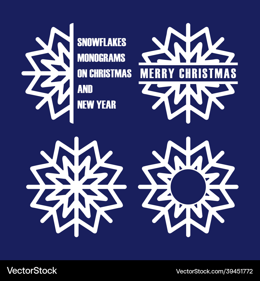 Snowflake and monogramshorizontal round side Snowflake and monogramshorizontal round side Vector Image