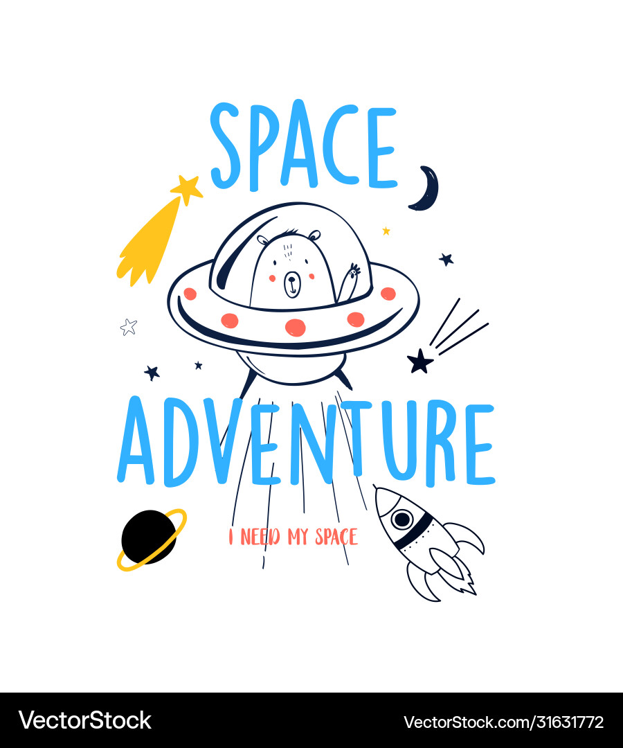 Space print design with slogan Space print design with slogan vector image