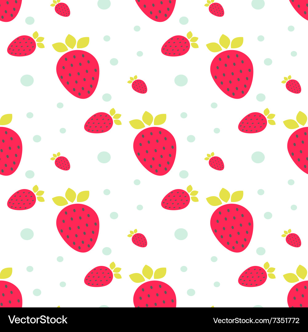 Strawberry seamless pattern with dots vector image