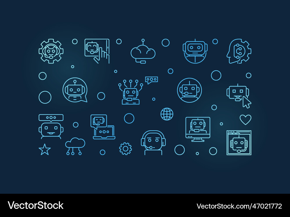 Virtual assistant or chatbot technology blue Virtual assistant or chatbot technology blue vector image