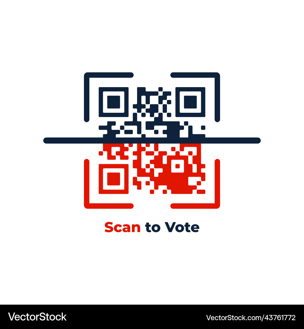 Voting online concept qr code scan to vote vector image