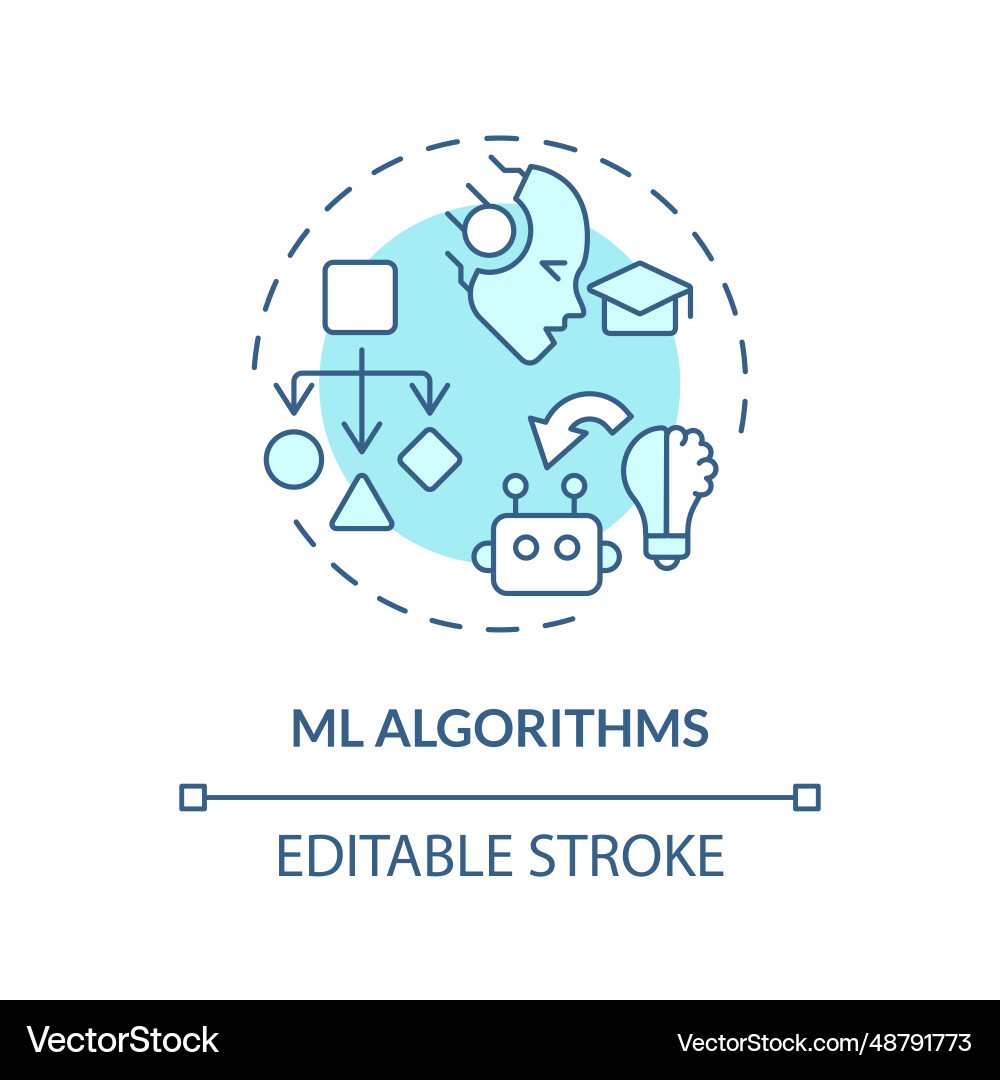 2d customizable thin line icon ml algorithms 2d customizable thin line icon ml algorithms vector image