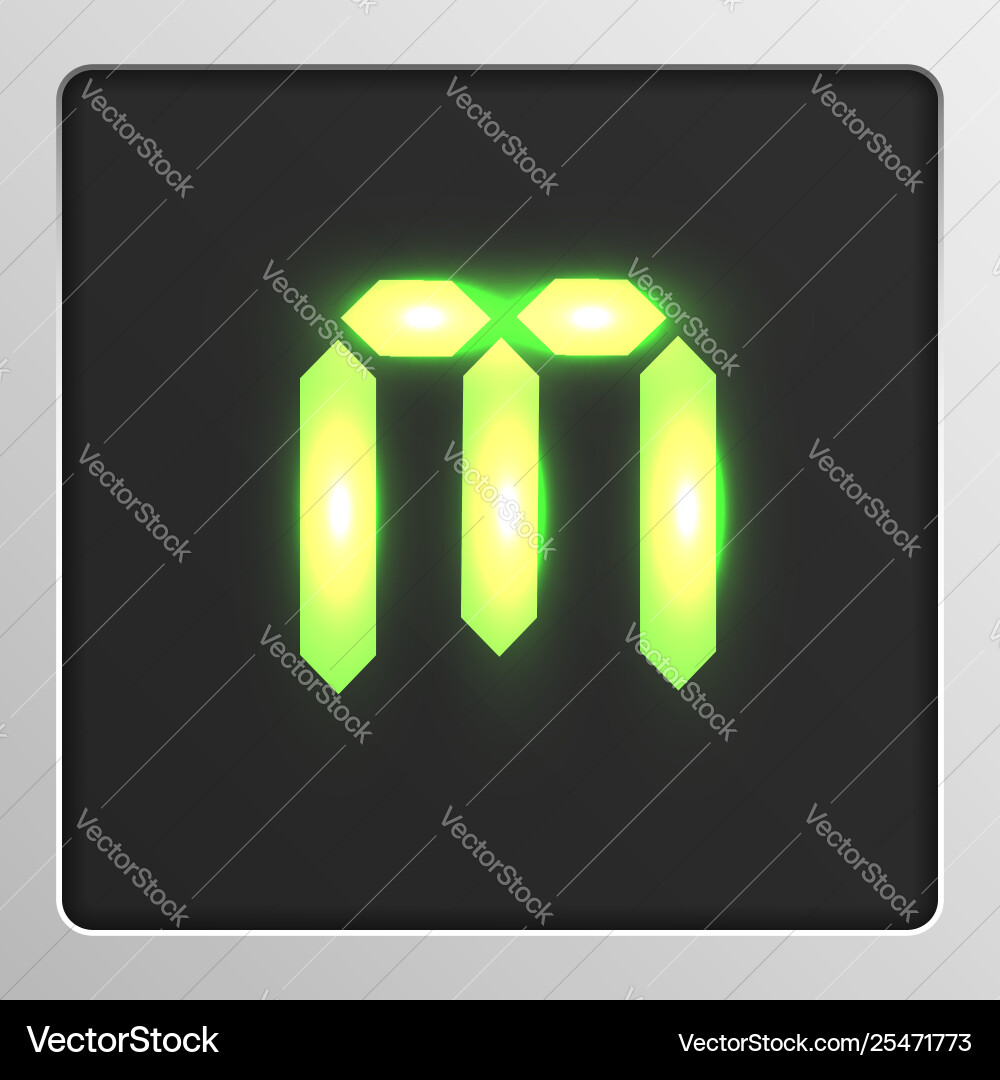 Digital character set typeface on a screen vector image