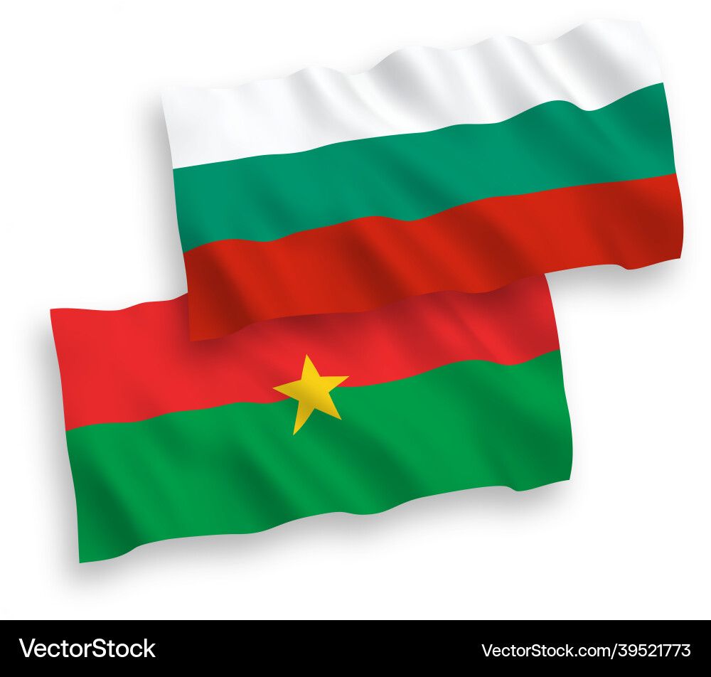 Flags of burkina faso and bulgaria on a white Flags of burkina faso and bulgaria on a white vector image