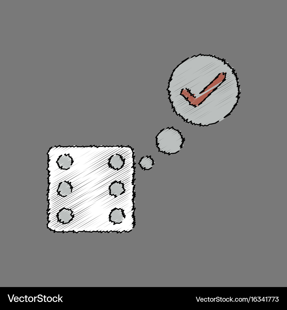 Flat shading style icon dice and check mark vector image