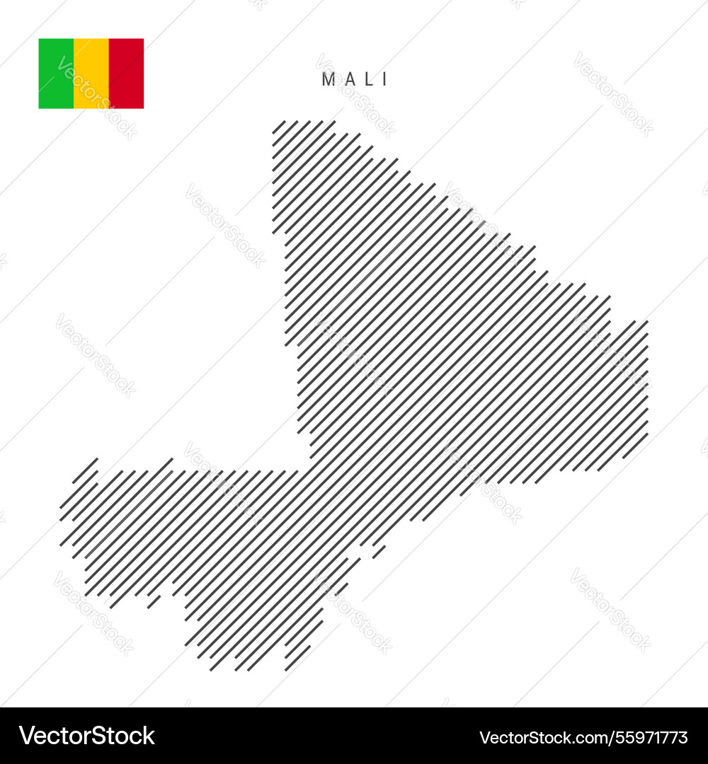 Mali map from pattern of black slanted parallel Mali map from pattern of black slanted parallel Vector Image