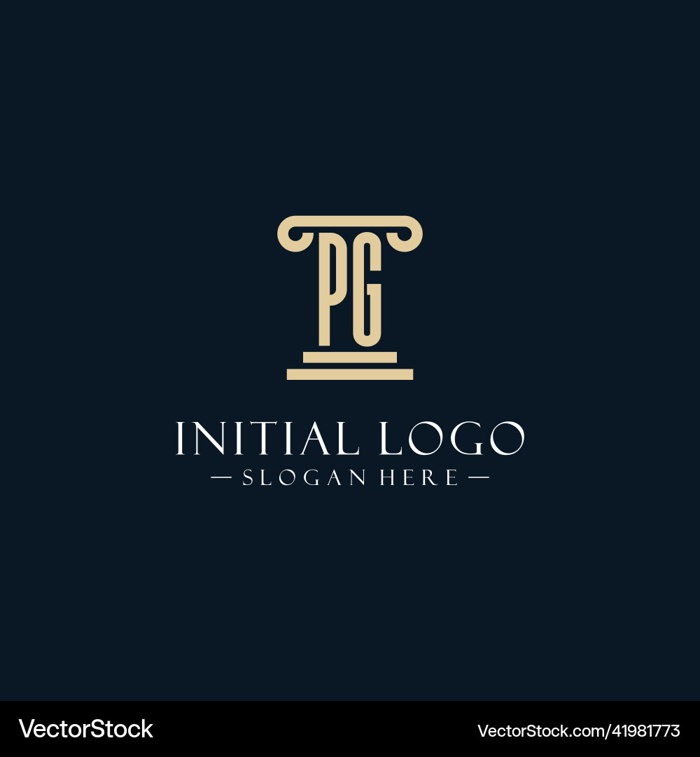 Pg initial monogram logos with pillar shapes style Vector Image