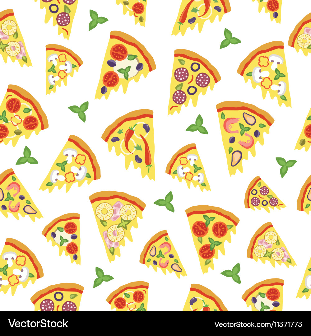 Seamless pattern with slices of pizza vector image