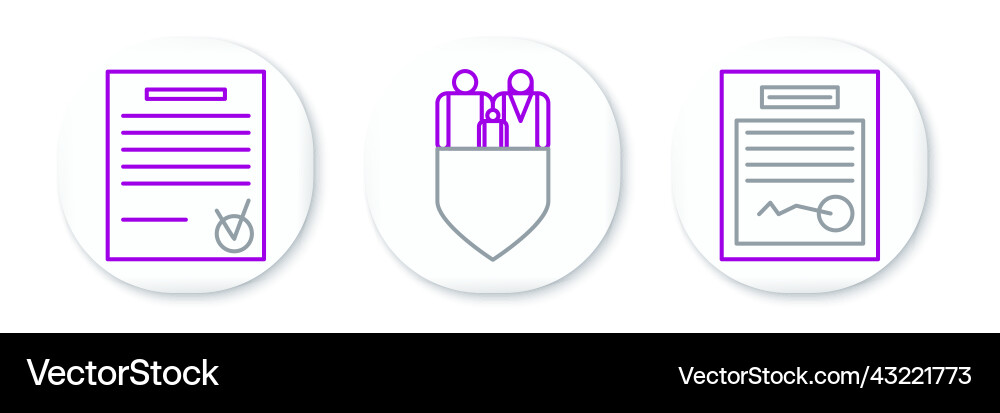 Set line filled form confirmed document and check Vector Image