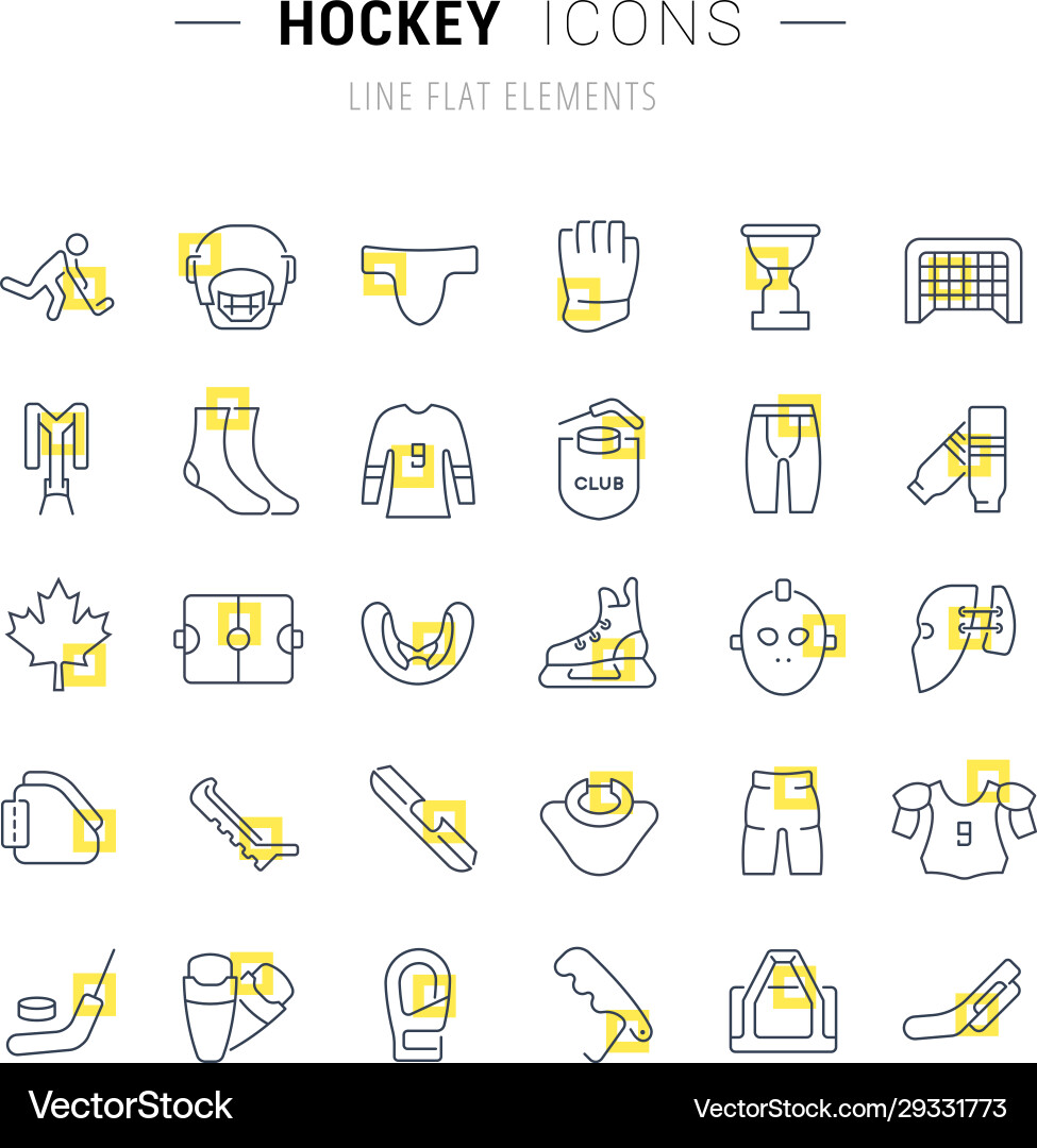 Set line icons hockey vector image