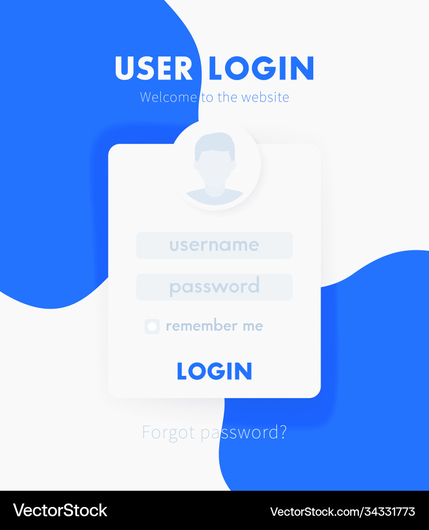 User login window design web page template vector image