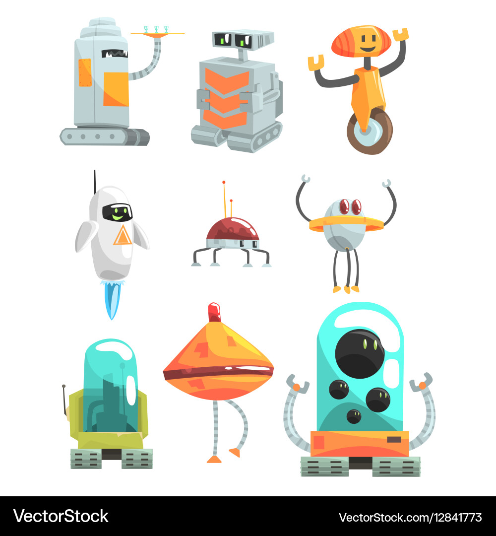 Verschiedene Design Public Service Roboter Set Vektorbild