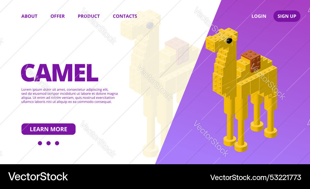 Web template with a camel Vector Image