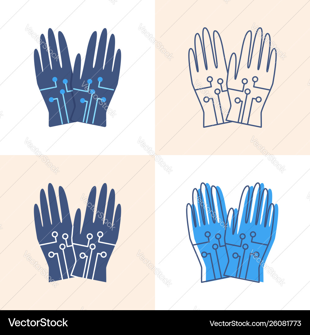 Wired gloves icon set in flat and line style Wired gloves icon set in flat and line style vector image