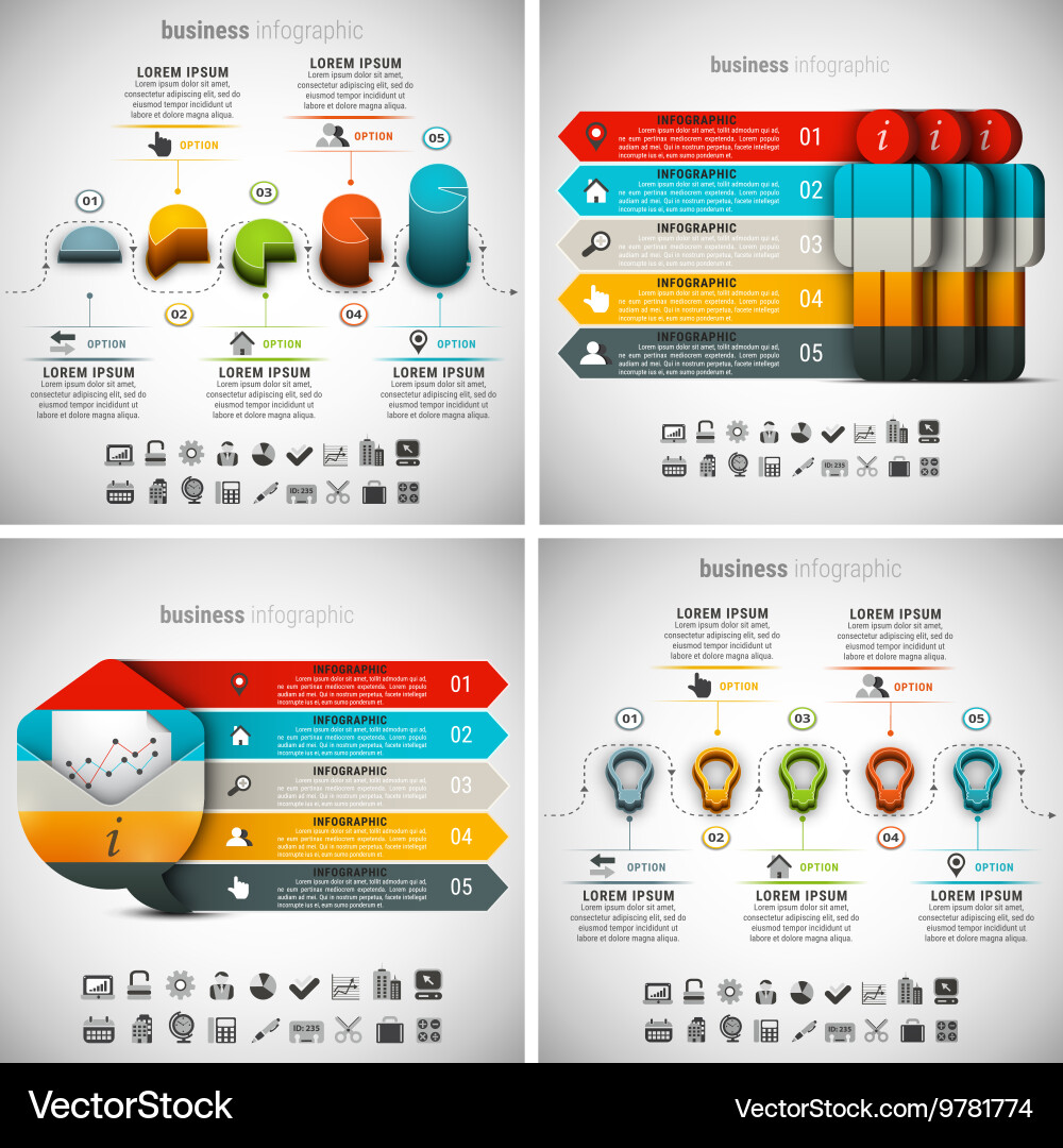4 in 1 infographic bundle vector image