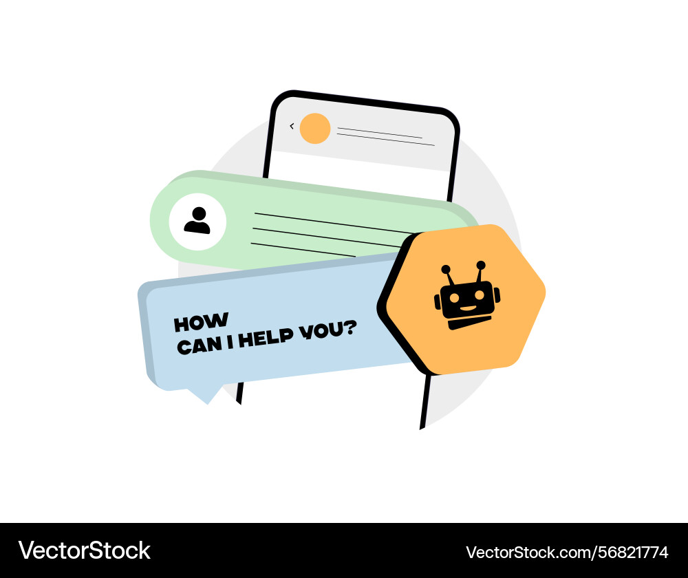 Ai chatbot ux design with virtual assistant Ai chatbot ux design with virtual assistant vector image