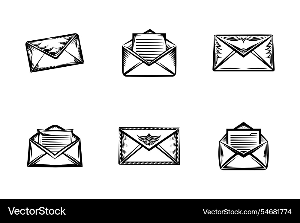 Art style envelope icon bundle set design Art style envelope icon bundle set design vector image