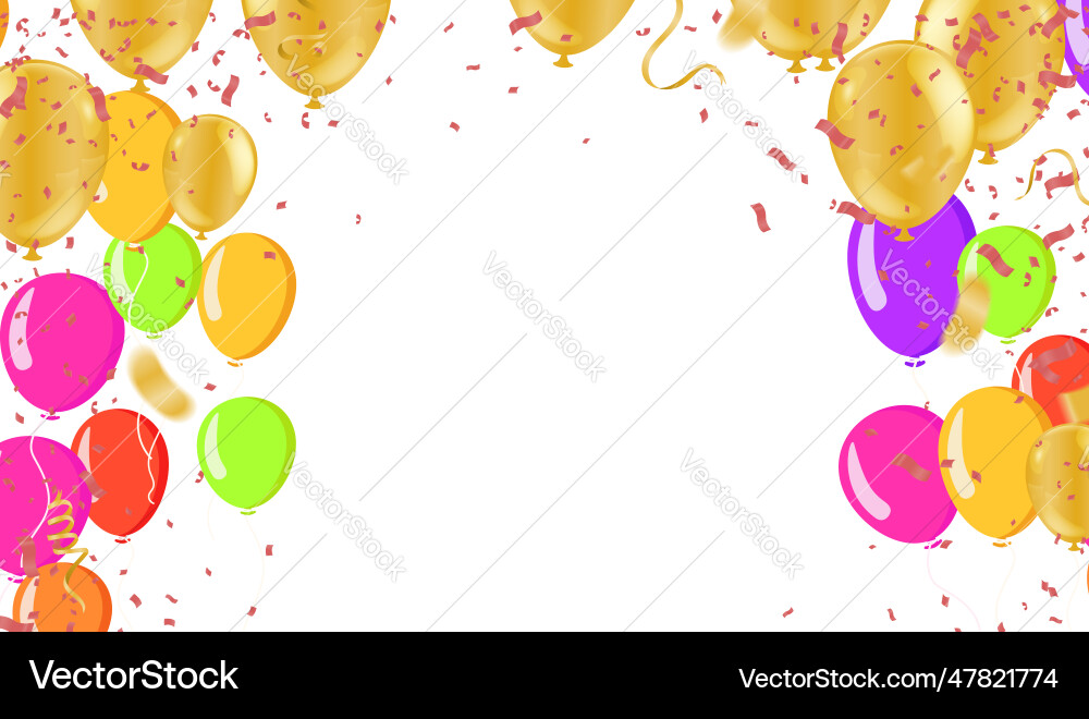 Balloons with confetti in background realistic Vector Image