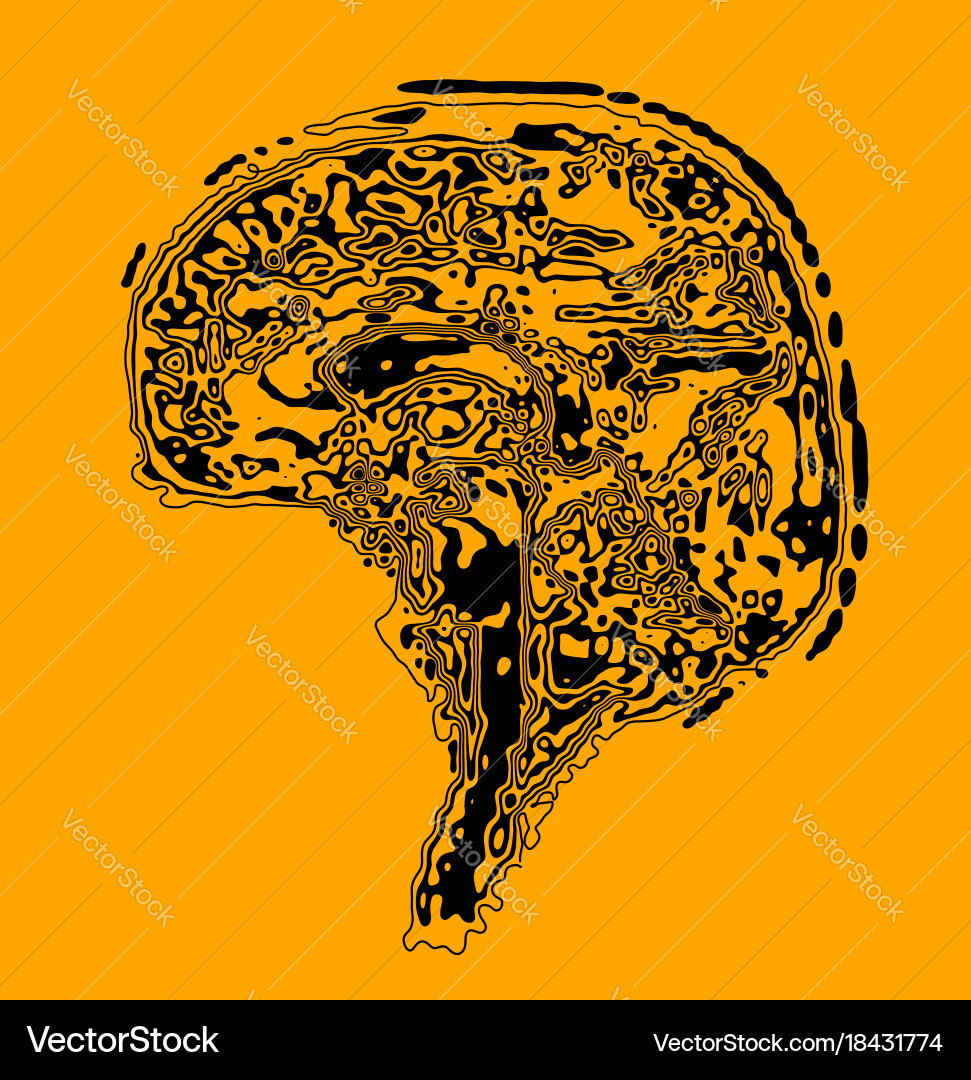 Brain in the form of a topographic map vector image