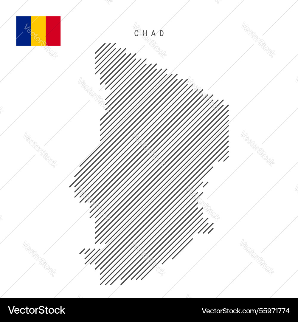 Chad map from pattern of black slanted parallel Vector Image