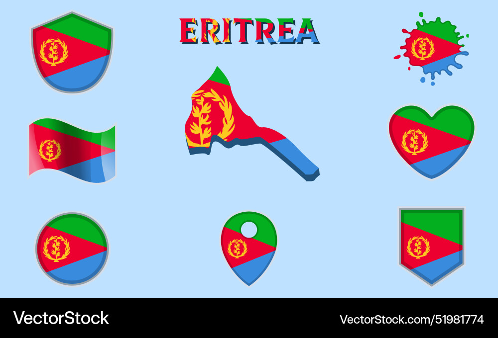 Collection of flat national flags eritrea Collection of flat national flags eritrea vector image