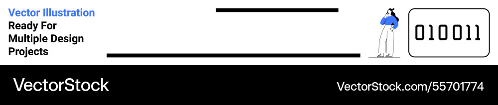 Digital character observing binary code Digital character observing binary code vector image