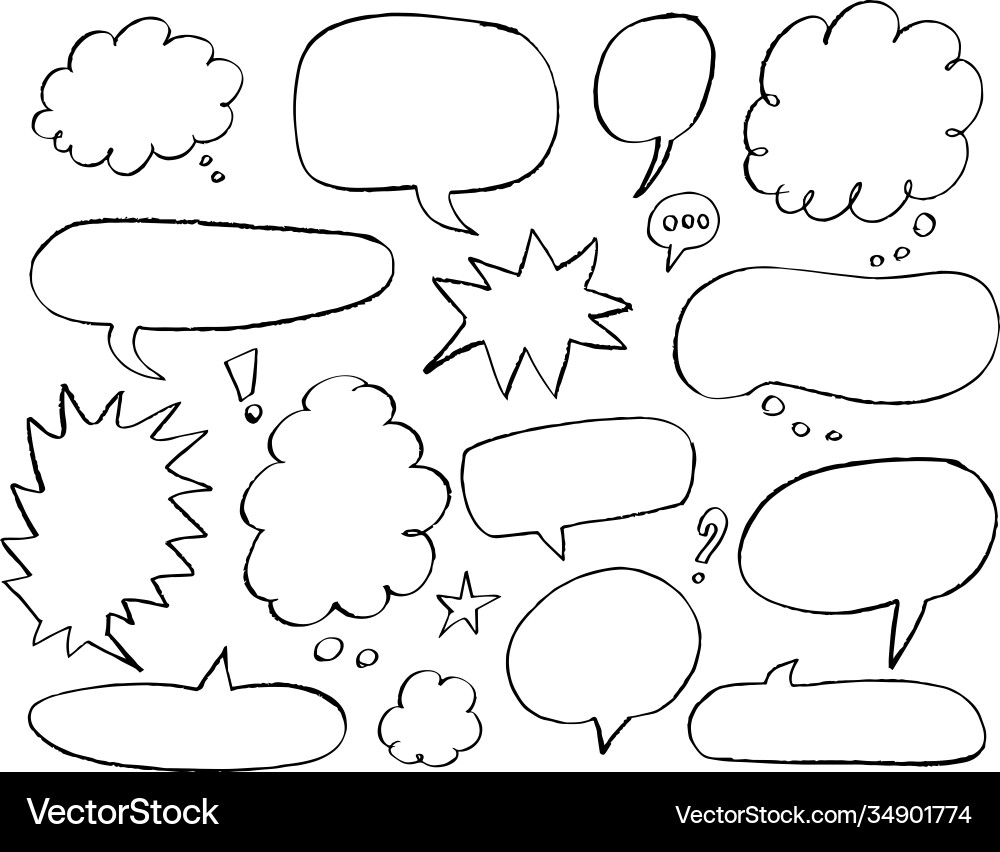 Doodle style comic balloon bubbles Doodle style comic balloon bubbles vector image