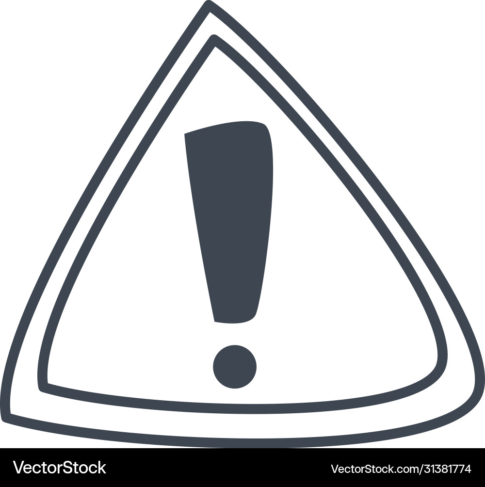 Exclamation mark inside warning triangle line vector image