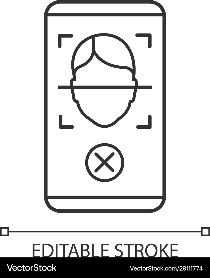 Face scan rejection linear icon Face scan rejection linear icon vector image