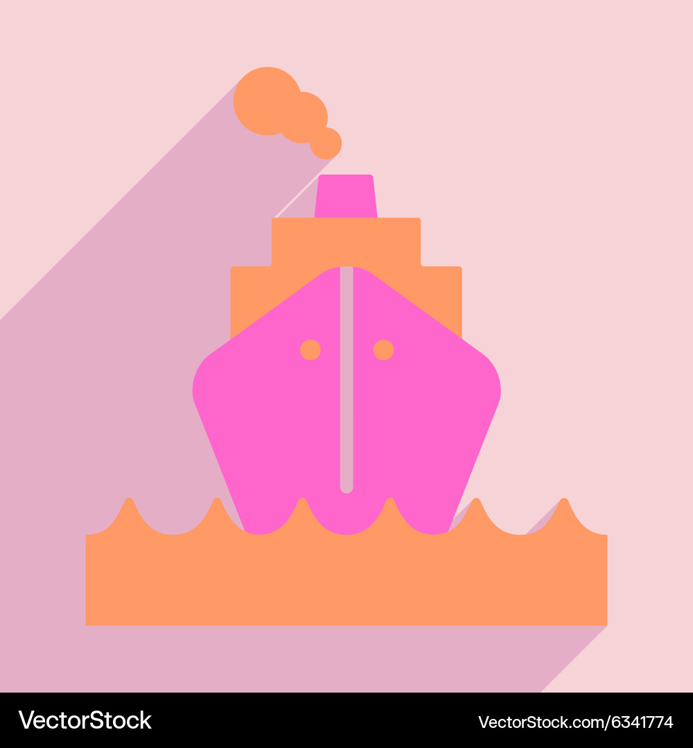 Flat with shadow icon and mobile application boat vector image