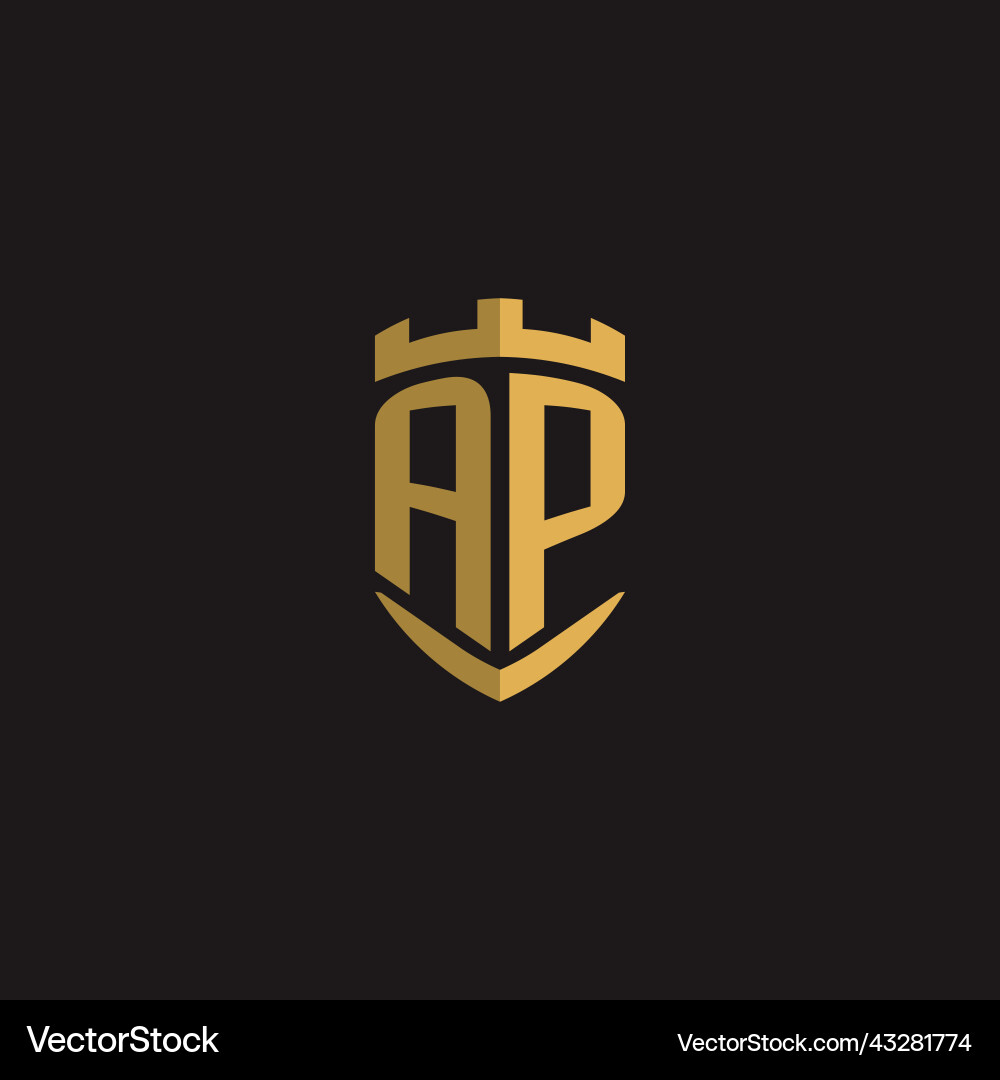 Initials ap logo monogram with shield style design vector image