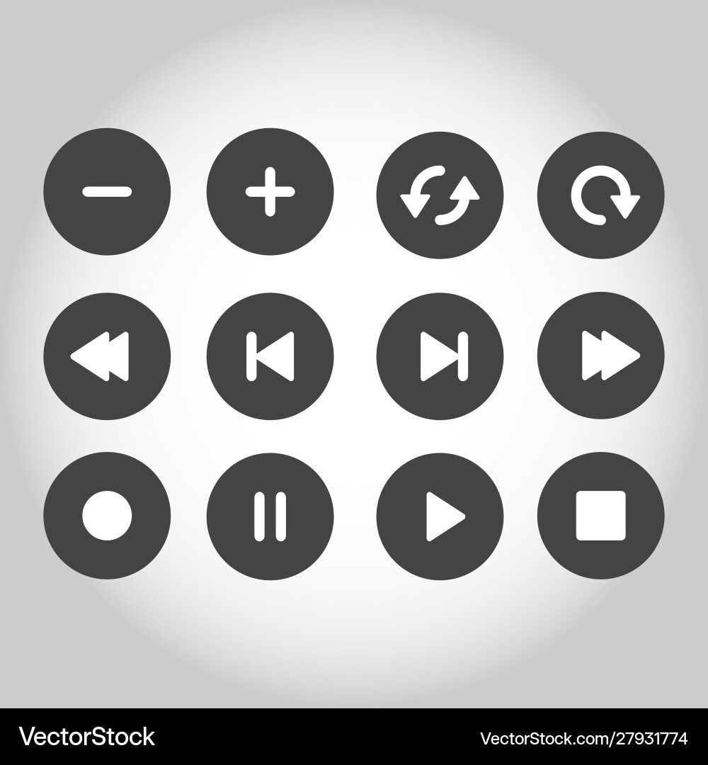 Navigation buttons media player image set vector image