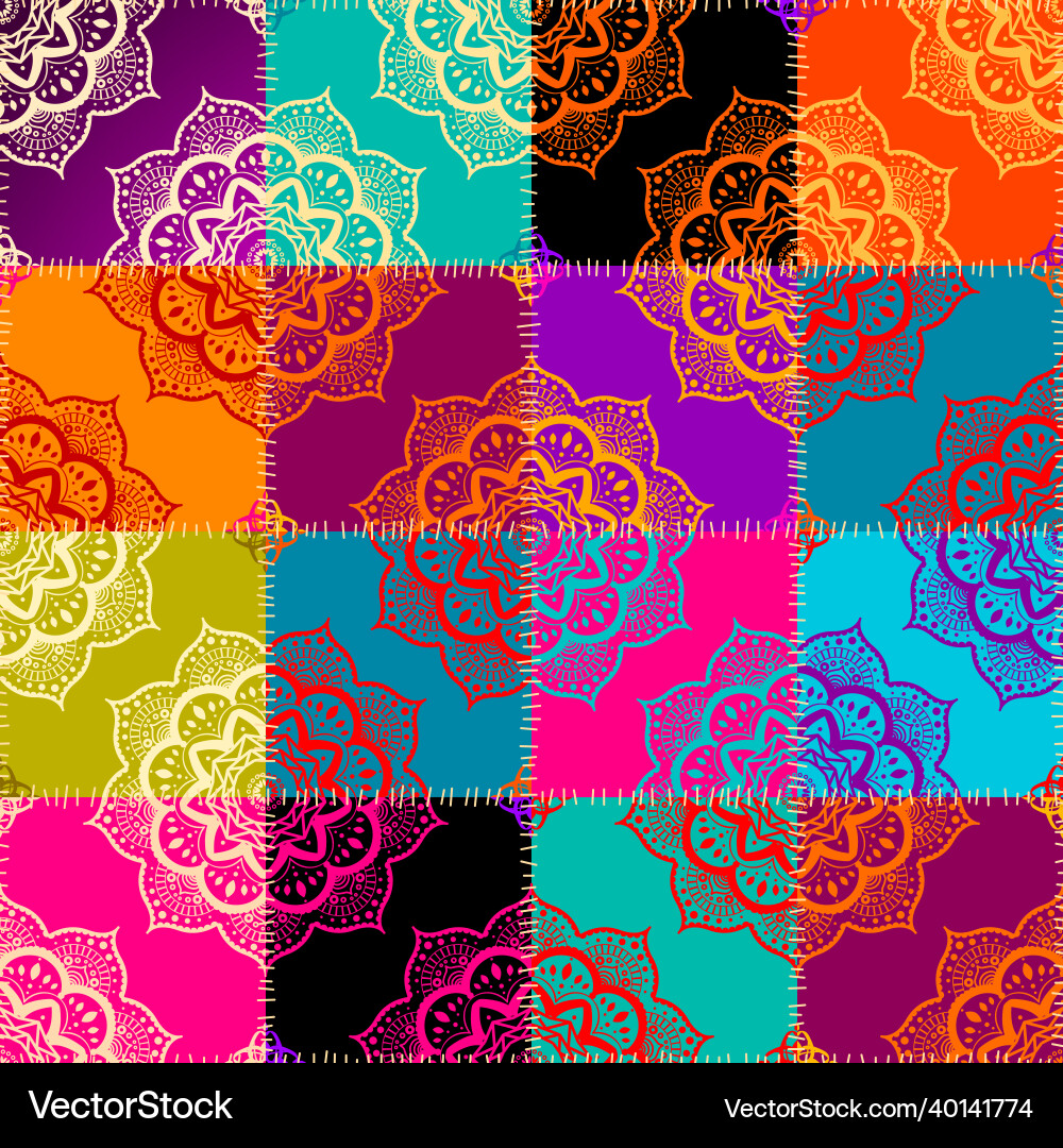 Patchwork textile pattern seamless quilting Patchwork textile pattern seamless quilting vector image
