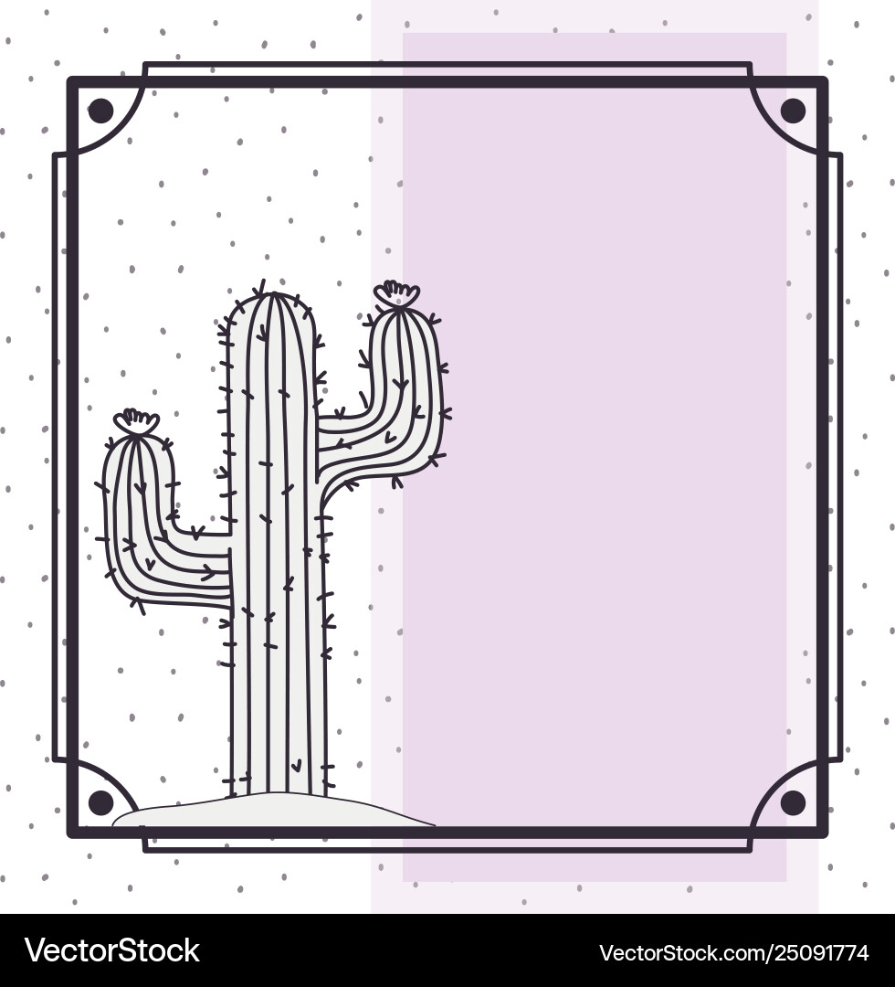 Pattern cactus in frame isolated icon Vector Image