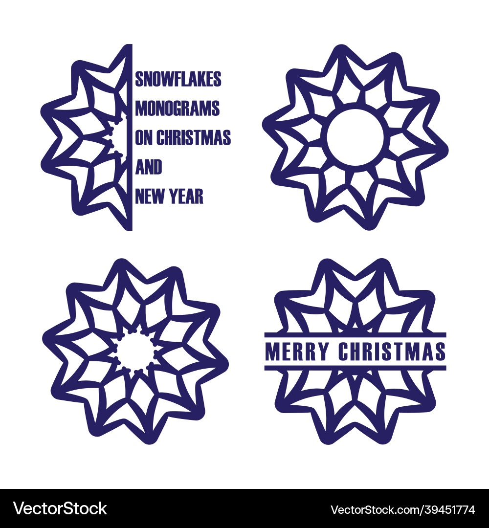 Round mandala in the form of a snowflake and three Round mandala in the form of a snowflake and three vector image