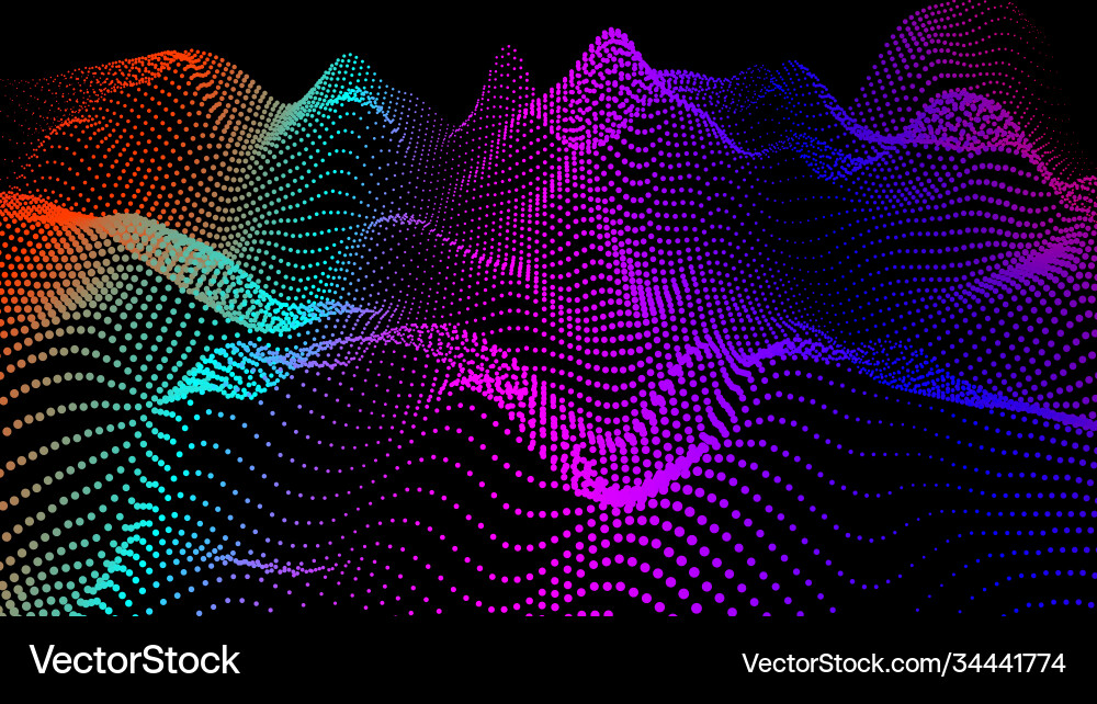 Sea waves from node hud data dots flow research vector image