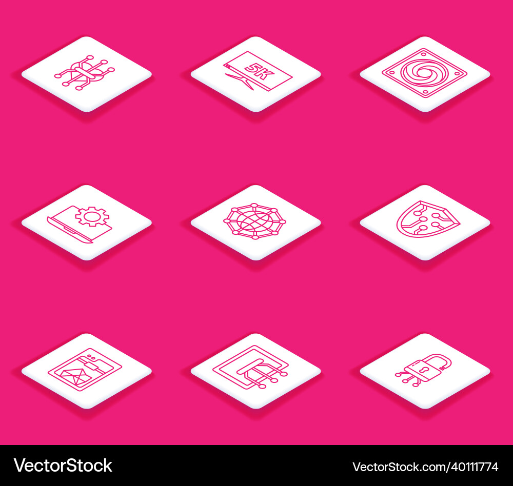 Set line processor monitor display with 5k video Set line processor monitor display with 5k video vector image