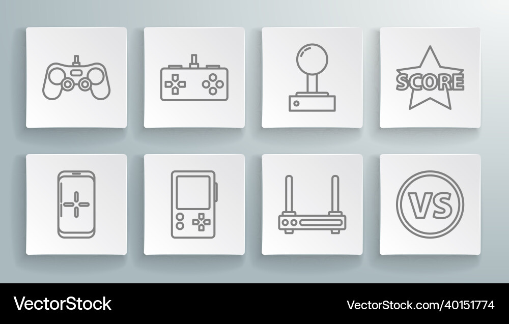 Set line smartphone and playing in game gamepad Set line smartphone and playing in game gamepad Vector Image
