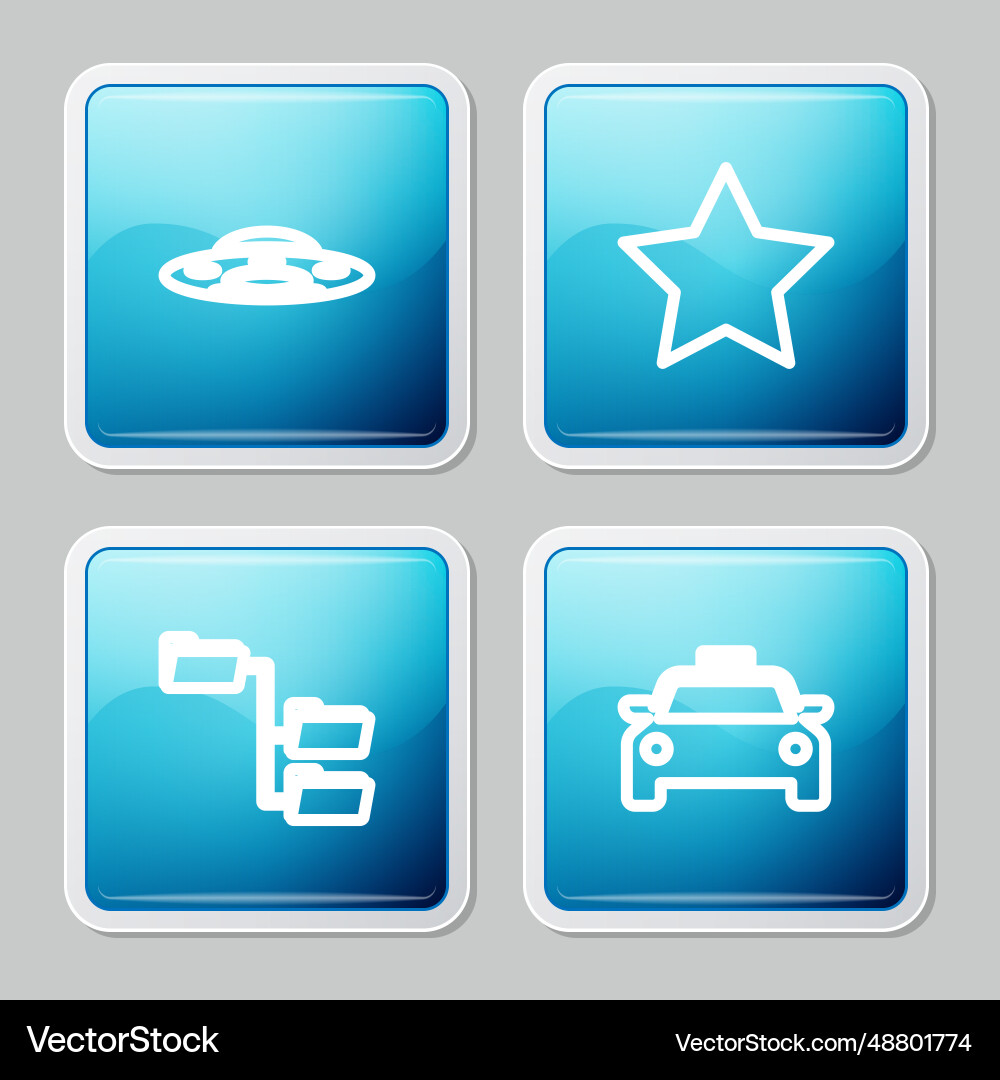 Set line ufo flying spaceship star folder tree Set line ufo flying spaceship star folder tree vector image