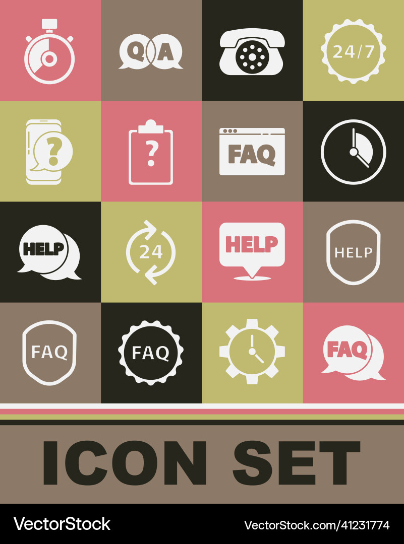 Set speech bubble with faq shield text help time Set speech bubble with faq shield text help time vector image